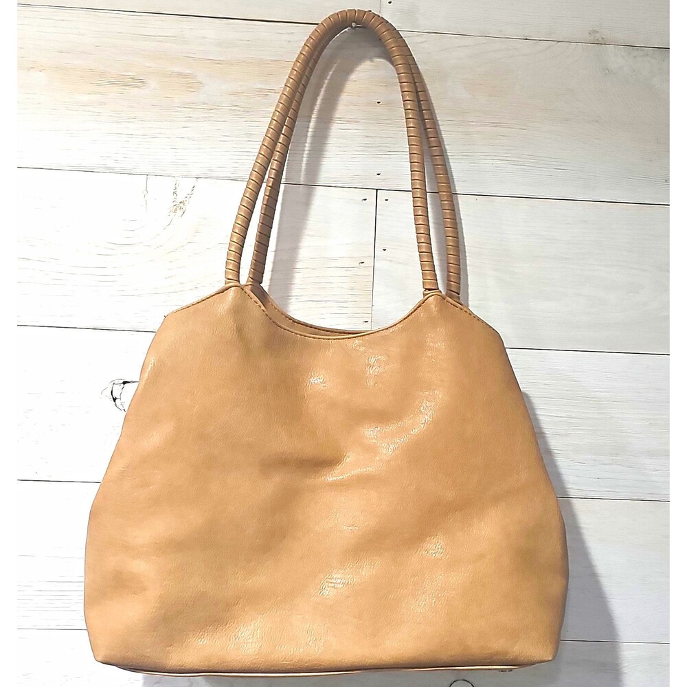 Antik Kraft Large Tan Geometric Shoulder Bag Zip/Magnetic Inner Pockets Gold